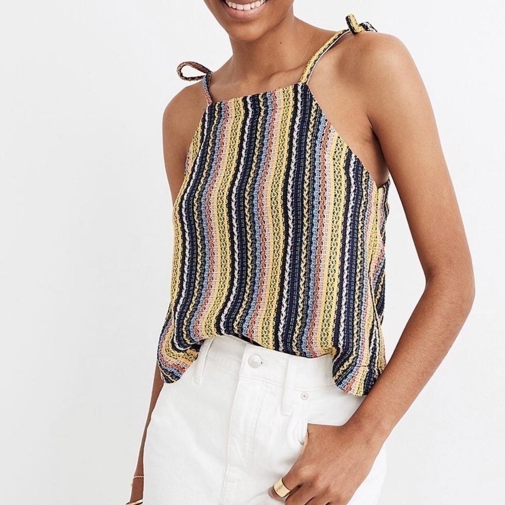 NEW Madewell Rainbow Crochet Stripe Tie-strap Tank US M